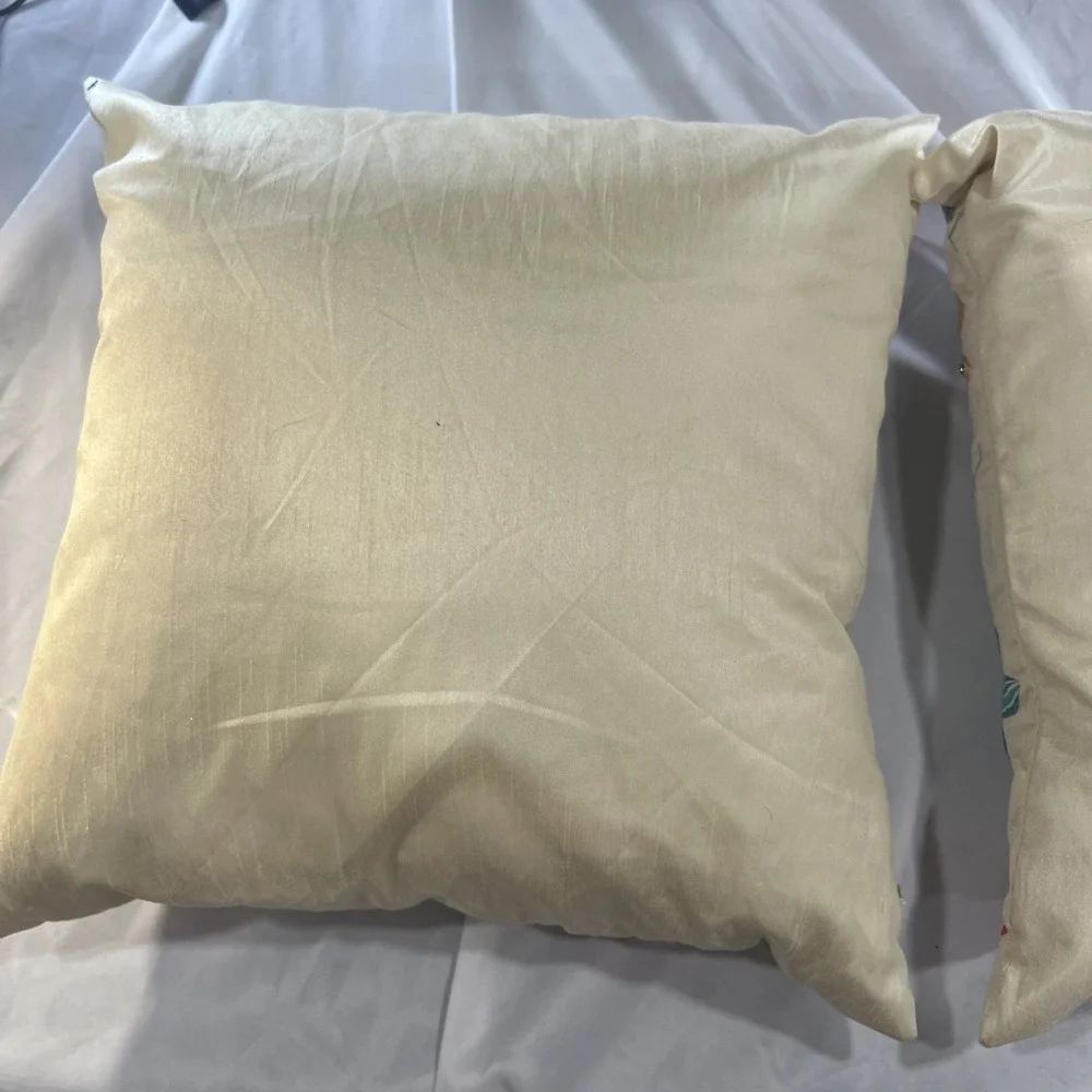 Jeweled Embroidered‎ 2 Pillows Decorative Warm Tone 15